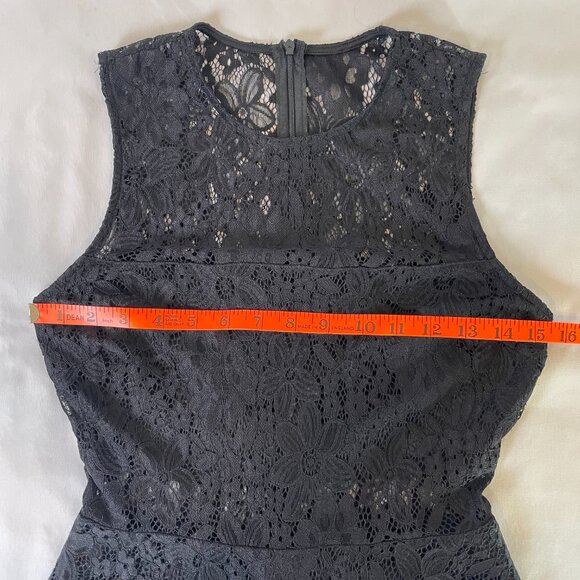 Lulus Everleigh Black Lace Mini Skater Dress Lined Sleeveless Round Neck Size S - Picture 8 of 16